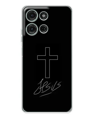 Чехол для Motorola Moto G75 с картинкой «Графический крест Jesus» Чехол для Motorola Moto G75 с картинкой «Графический крест Jesus»