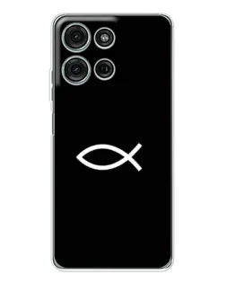 Чехол для Motorola Moto G75 с картинкой «Символ рыбы Jesus»