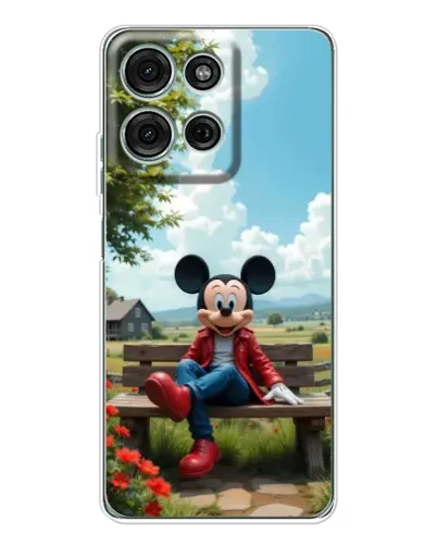 Чехол для Motorola Moto G75 с картинкой «Микки на скамейке»