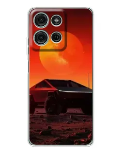 Чехол для Motorola Moto G75 с картинкой «Cybertruck на Марсе»