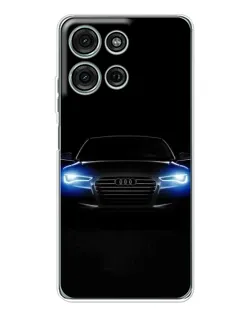 Чехол для Motorola Moto G75 с картинкой «Audi в неоне»