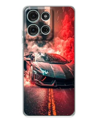 Чехол для Motorola Moto G75 с картинкой «Lamborghini красный дым»