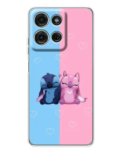 Чехол для Motorola Moto G75 с картинкой «Stitch и Angel Love»