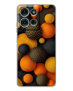 Чехол для Motorola Moto G75 с картинкой «Объемные оранжевые сферы»