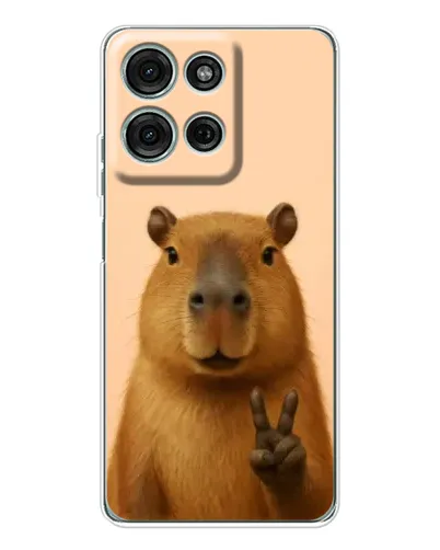 Чехол для Motorola Moto G75 с картинкой «Капибара виктория»
