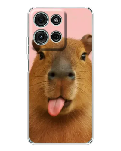 Чехол для Motorola Moto G75 с картинкой «Капибара с языком»