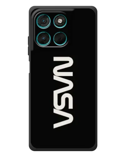 Чехол для Motorola Moto G77 с картинкой «NASA — вертикальный логотип»