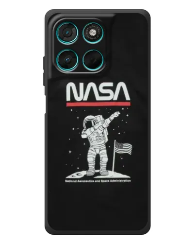Чехол для Motorola Moto G77 с картинкой «NASA — шагаем по Луне»