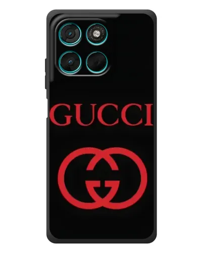 Чехол для Motorola Moto G77 с картинкой «Gucci — красный логотип»