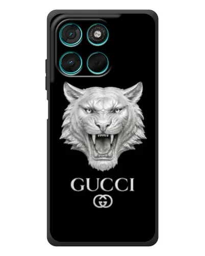 Чехол для Motorola Moto G77 с картинкой «Gucci — серебряный лев» Чехол для Motorola Moto G77 с картинкой «Gucci — серебряный лев»