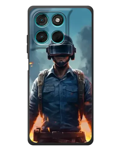 Чехол для Motorola Moto G77 с картинкой «PUBG — реалистичный герой»