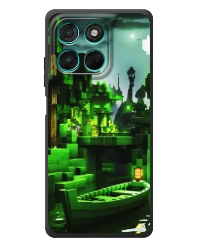 Чехол для Motorola Moto G77 с картинкой «Minecraft лесной пейзаж»