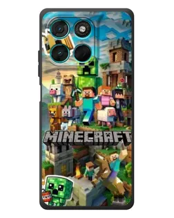 Чехол для Motorola Moto G77 с картинкой «Замок Minecraft»