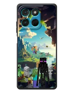 Чехол для Motorola Moto G77 с картинкой «Эндермен в лесу»