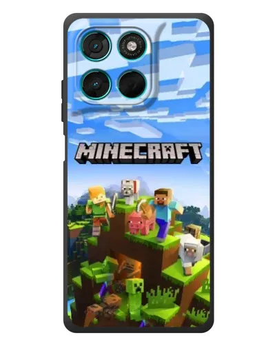 Чехол для Motorola Moto G77 с картинкой «Minecraft классический мир»
