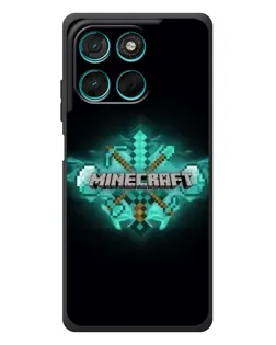 Чехол для Motorola Moto G77 с картинкой «Minecraft Diamond лого»