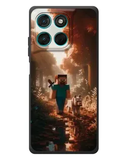 Чехол для Motorola Moto G77 с картинкой «Стив в лесу»