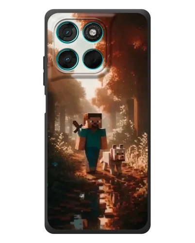 Чехол для Motorola Moto G77 с картинкой «Стив в лесу»