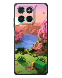 Чехол для Motorola Moto G77 с картинкой «Розовое дерево Minecraft»