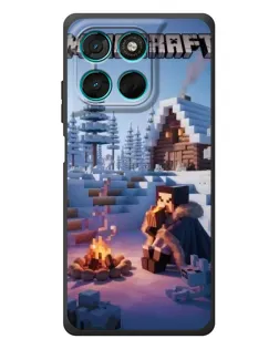 Чехол для Motorola Moto G77 с картинкой «Зимний Minecraft»