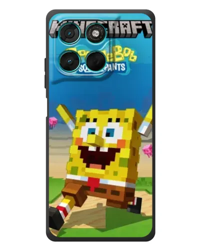 Чехол для Motorola Moto G77 с картинкой «Губка Боб Minecraft» Чехол для Motorola Moto G77 с картинкой «Губка Боб Minecraft»