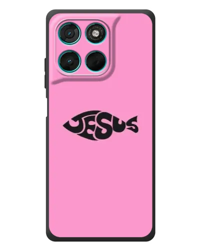Чехол для Motorola Moto G77 с картинкой «Розовый символ  Jesus»