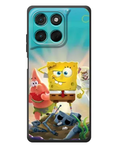 Чехол для Motorola Moto G77 с картинкой «Спанч Боб победитель»