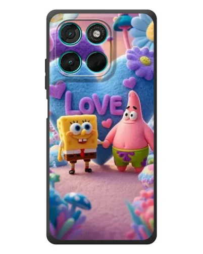 Чехол для Motorola Moto G77 с картинкой «Губка Боб Патрик»