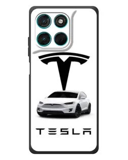 Чехол для Motorola Moto G77 с картинкой «Tesla White Style»