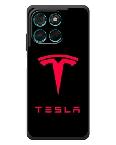 Чехол для Motorola Moto G77 с картинкой «Tesla Red Logo»