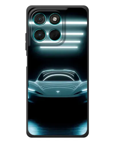 Чехол для Motorola Moto G77 с картинкой «Tesla в неоне»