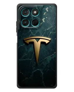 Чехол для Motorola Moto G77 с картинкой «Мраморная Tesla Gold»