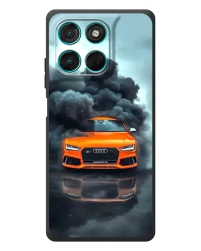 Чехол для Motorola Moto G77 с картинкой «Audi в облаках дыма»