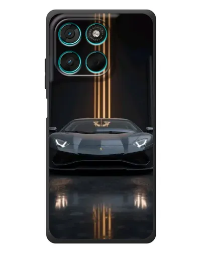 Чехол для Motorola Moto G77 с картинкой «Lamborghini золотые линии»