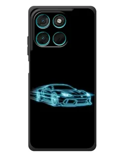 Чехол для Motorola Moto G77 с картинкой «Неоновый контур Lamborghini»