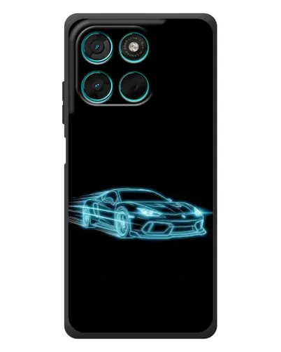 Чехол для Motorola Moto G77 с картинкой «Неоновый контур Lamborghini»