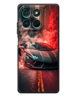 Чехол для Motorola Moto G77 с картинкой «Lamborghini красный дым»