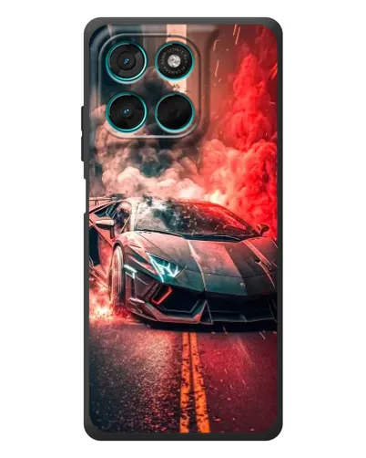 Чехол для Motorola Moto G77 с картинкой «Lamborghini красный дым»