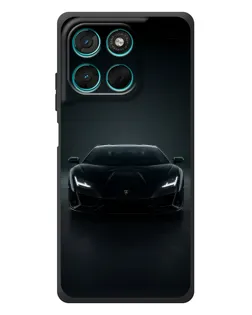 Чехол для Motorola Moto G77 с картинкой «Черный Lamborghini Aventador»