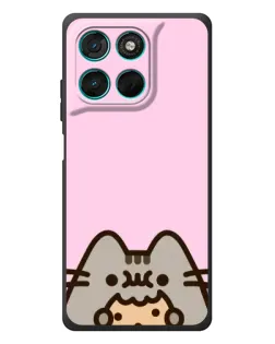 Чехол для Motorola Moto G77 с картинкой «Pusheen и печенье»