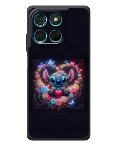 Чехол для Motorola Moto G77 с картинкой «Stitch в цветах»