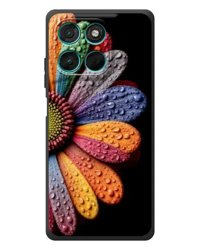 Чехол для Motorola Moto G77 с картинкой «Радужный цветок»