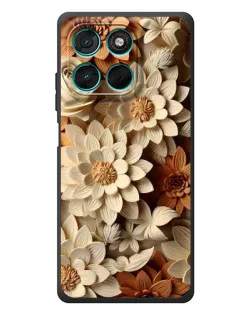 Чехол для Motorola Moto G77 с картинкой «Бежевый флористический декор»