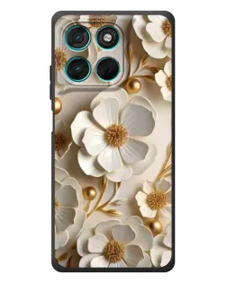 Чехол для Motorola Moto G77 с картинкой «Белие бумажние  цвети»