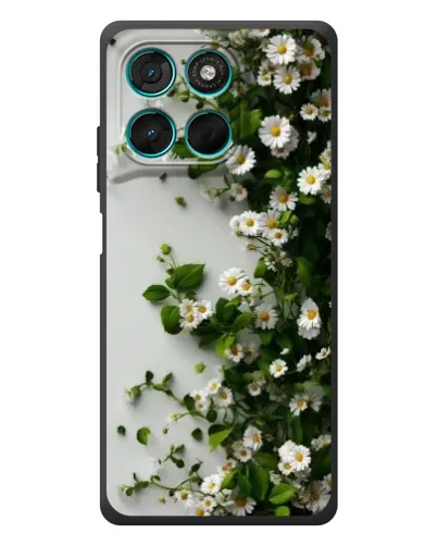 Чехол для Motorola Moto G77 с картинкой «Ветка мелких белых цветов»