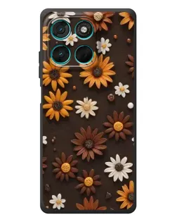 Чехол для Motorola Moto G77 с картинкой «Узор из маленьких подсолнухов»