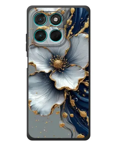 Чехол для Motorola Moto G77 с картинкой «Белый цветок и золотой флюид» Чехол для Motorola Moto G77 с картинкой «Белый цветок и золотой флюид»