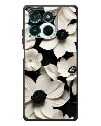 Чехол для Motorola Moto G77 с картинкой «Объемные белые цветы»
