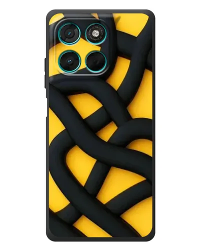 Чехол для Motorola Moto G77 с картинкой «Черное желтое переплетение» Чехол для Motorola Moto G77 с картинкой «Черное желтое переплетение»