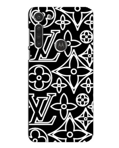 Чехол для Motorola MOTO G8 с картинкой «Черно-белый узор LV»